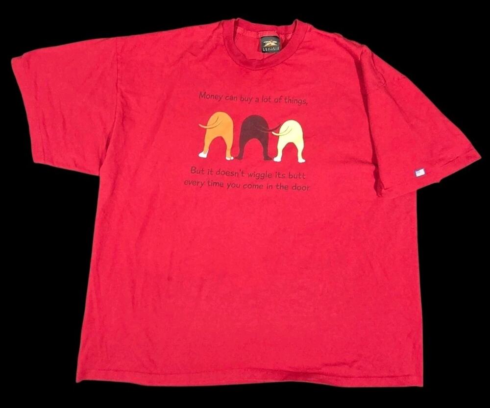 Vtg Novelty Dogs T-Shirt Funny 2XL Prairie Mountain USA Red Animals Dog Lover
